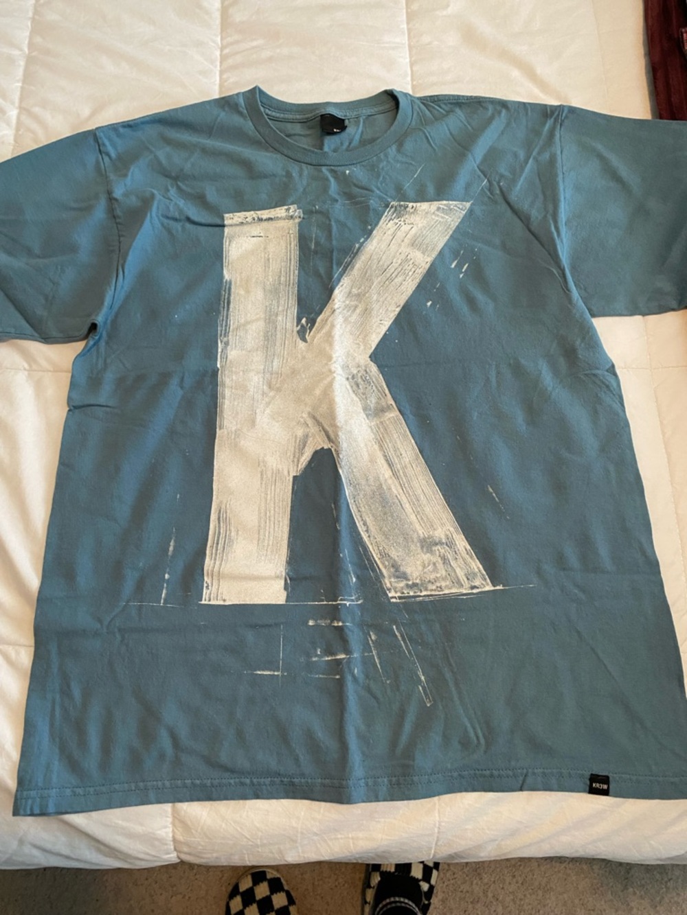 KR3W Teal Short Sleeve Tee with White 'K' Graphic